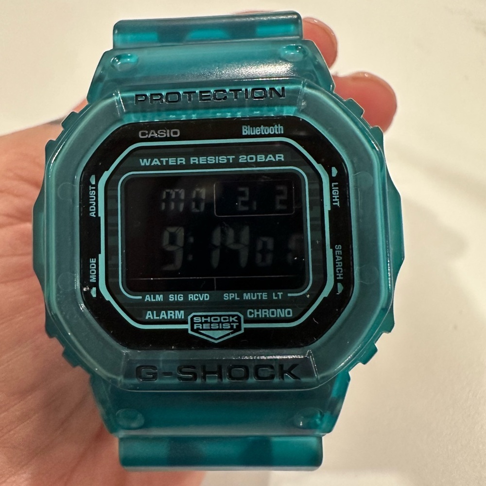 Casio Digital G-Shock DW-B5600 Watch in translucent gradated Turquoise Blue - Picture 2 of 8